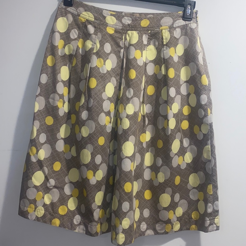 i.e. Petite A-Line Pleated Cotton Skirt  Gray/ Yellow and Women 4